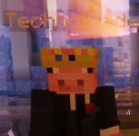 Technoblade wearing a suit in an ice cave with a shaders pack on